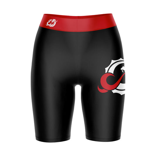 Minnesota State Dragons Vive La Fete Game Day Logo on Thigh and Waistband Black and Red Women Bike Short 9 Inseam"