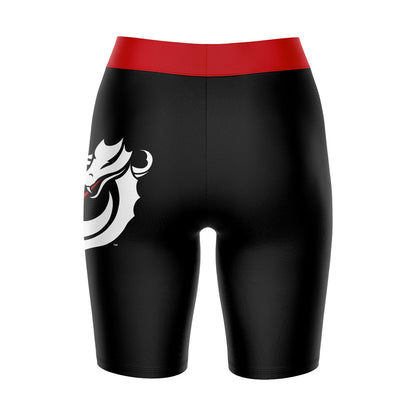 Minnesota State Dragons Vive La Fete Game Day Logo on Thigh and Waistband Black and Red Women Bike Short 9 Inseam"