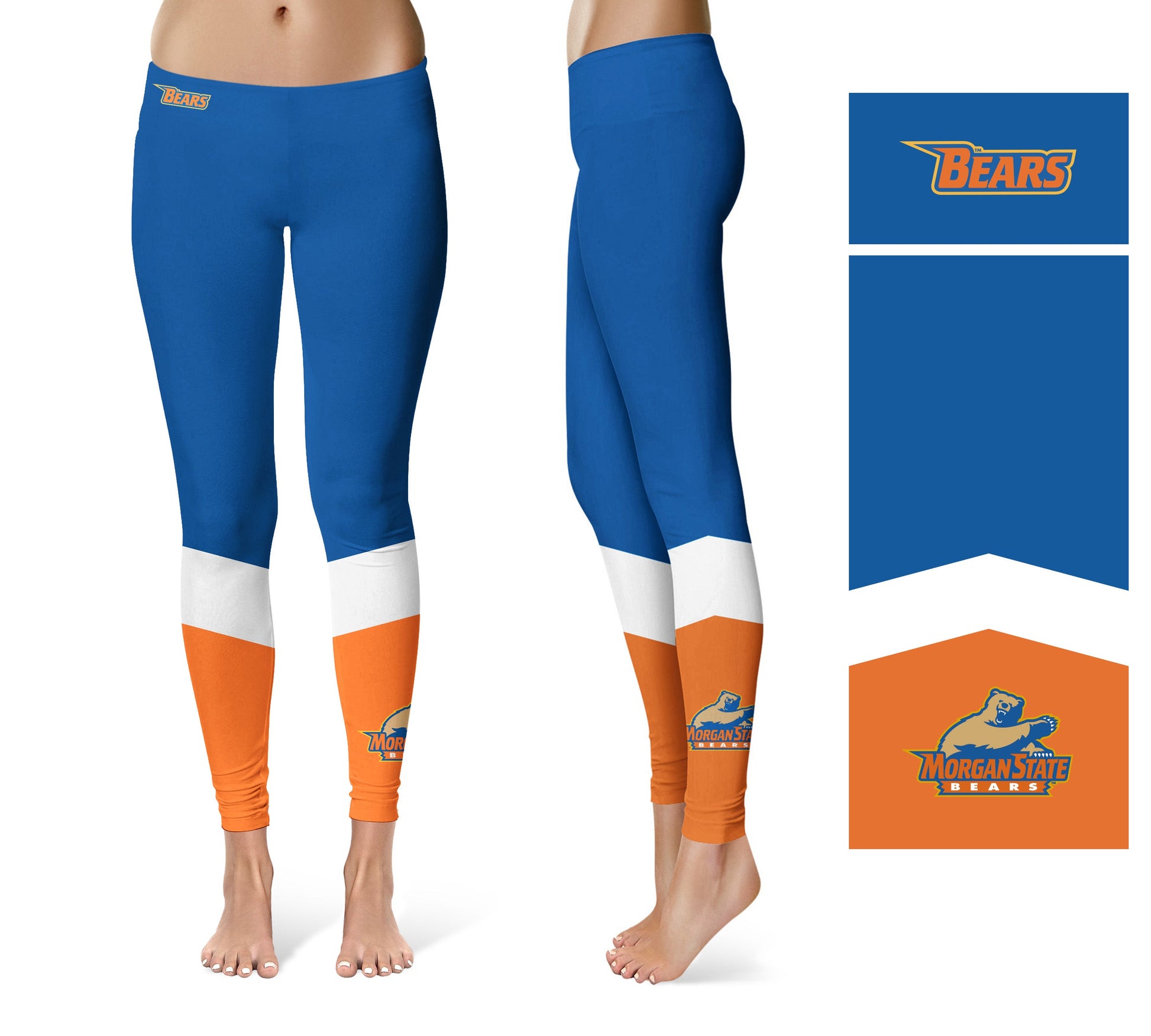 Morgan State Bears Game Day Ankle Color Block Blue Orange Yoga Legging