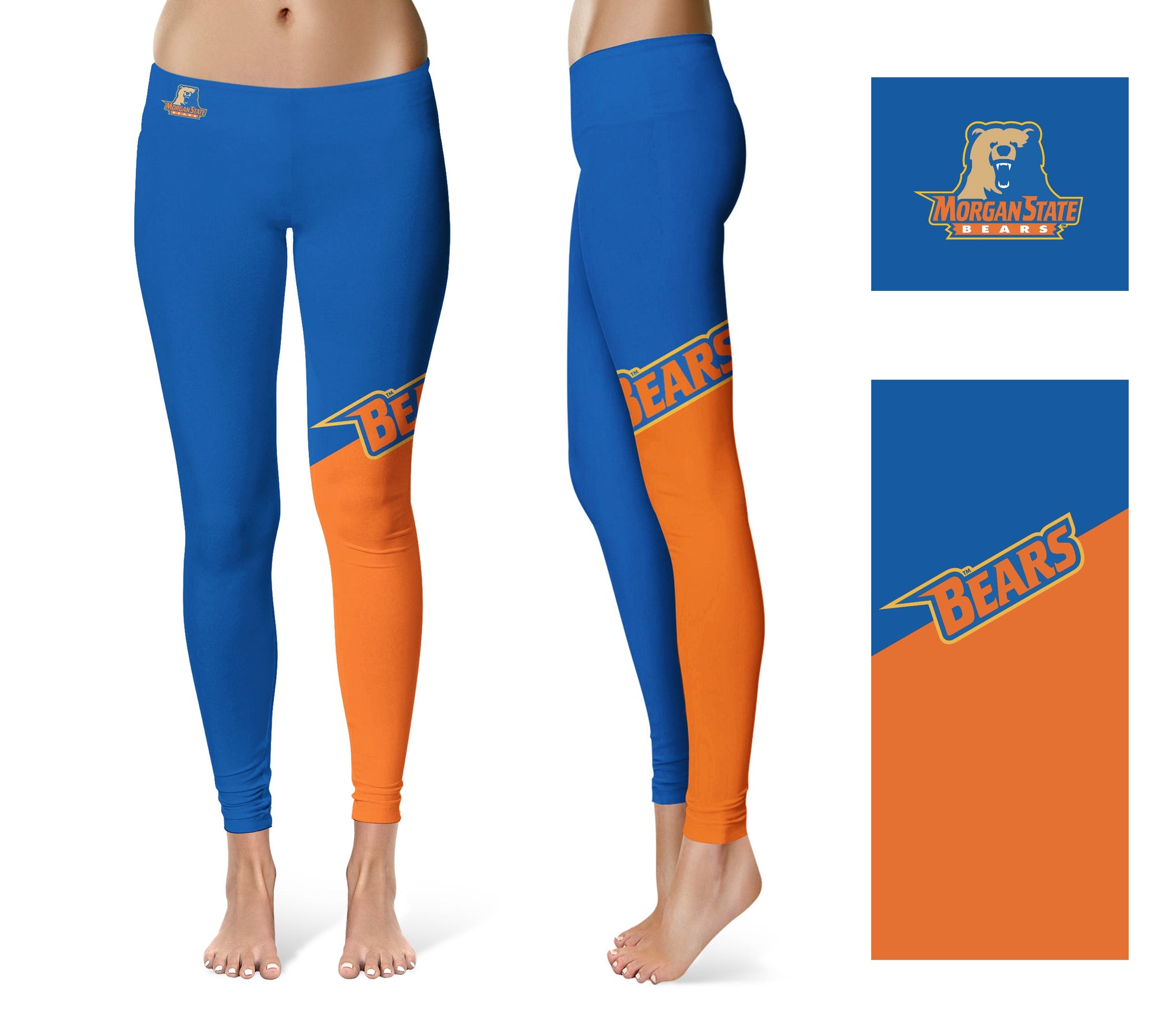 Morgan State Bears Vive La Fete Game Day Collegiate Leg Color Block Women Blue Orange Yoga Leggings