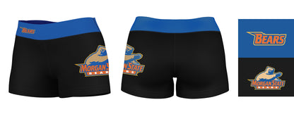 Morgan State Bears Vive La Fete Logo on Thigh & Waistband Black & Blue Women Yoga Booty Workout Shorts 3.75 Inseam - Vive La F̻te - Online Apparel Store