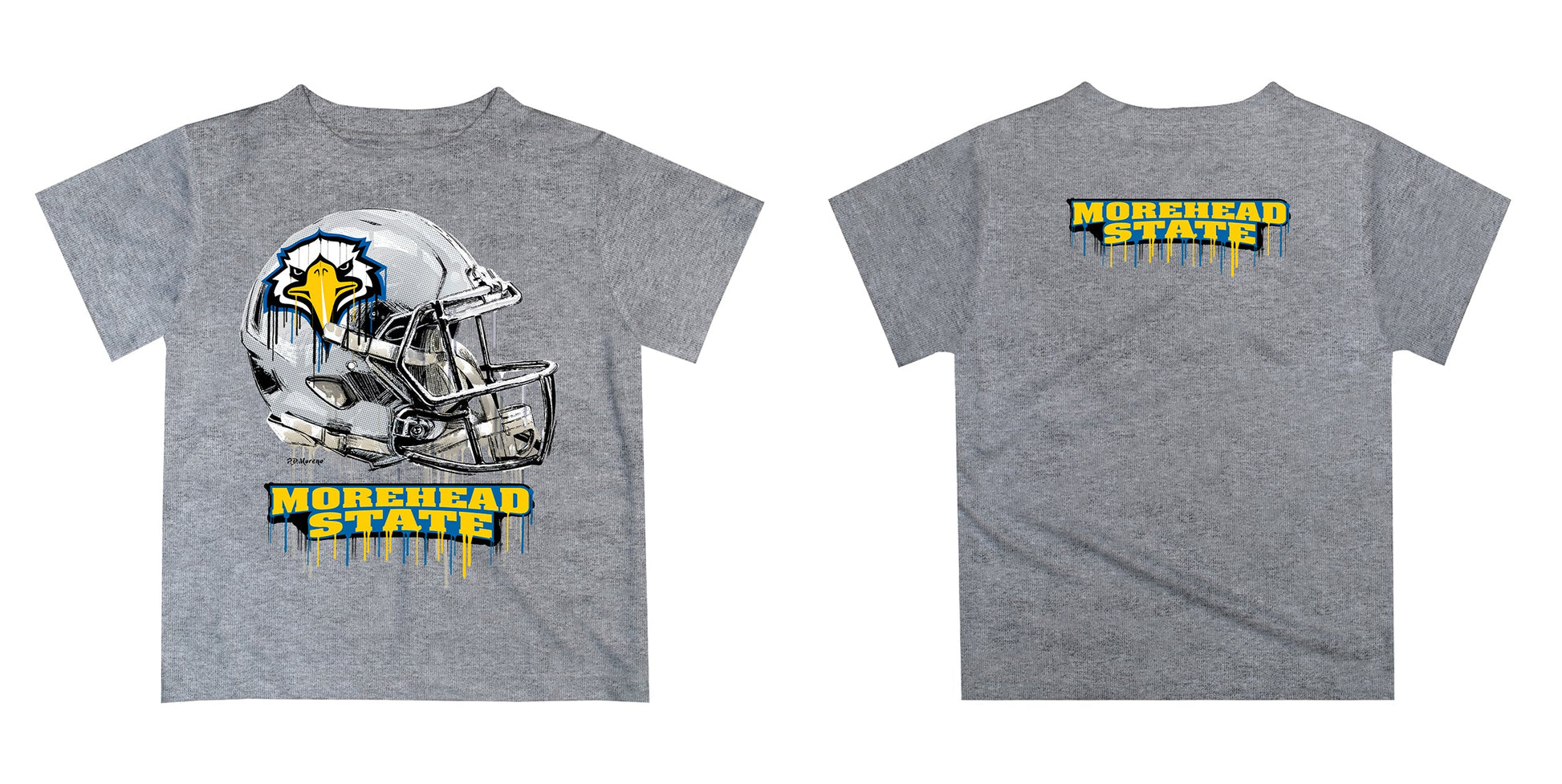 Morehead State Eagles Original Dripping Football Helmet Heather Gray T-Shirt by Vive La Fete