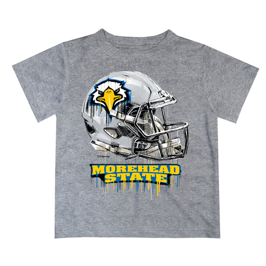 Morehead State Eagles Original Dripping Football Helmet Heather Gray T-Shirt by Vive La Fete