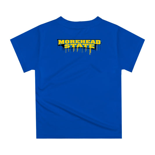 Mouseover Image, Morehead State Eagles Original Dripping Football Helmet Blue T-Shirt by Vive La Fete