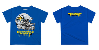 Morehead State Eagles Original Dripping Football Helmet Blue T-Shirt by Vive La Fete