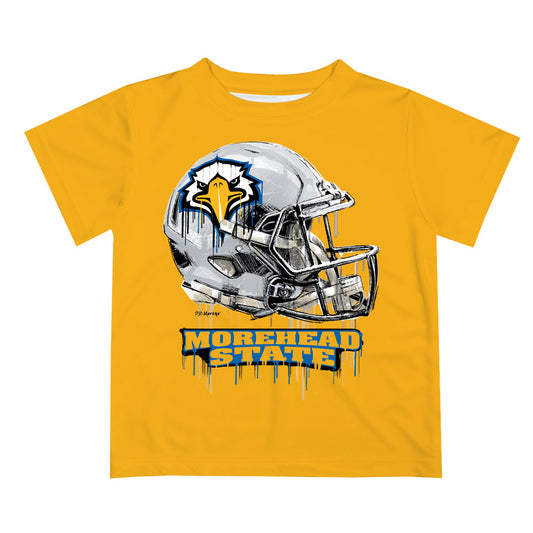 Morehead State Eagles Original Dripping Football Gold T-Shirt by Vive La Fete