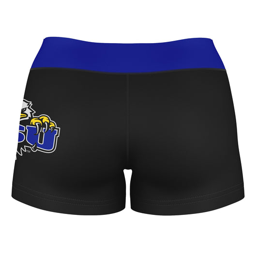 Mouseover Image, Morehead State Eagles Vive La Fete Logo on Thigh and Waistband Black & Blue Women Yoga Booty Workout Shorts 3.75 Inseam"