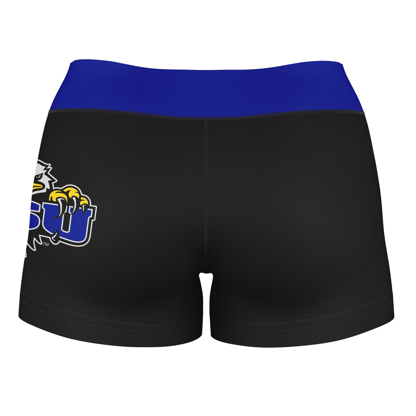 Morehead State Eagles Vive La Fete Logo on Thigh and Waistband Black & Blue Women Yoga Booty Workout Shorts 3.75 Inseam" - Vive La F̻te - Online Apparel Store