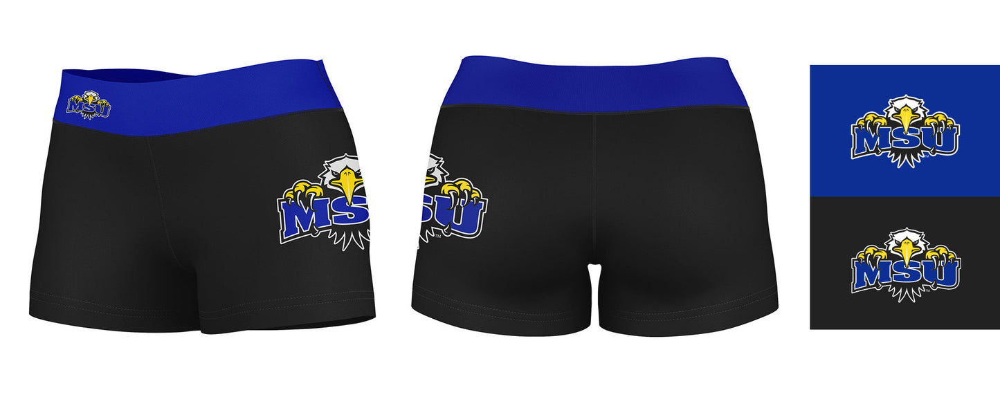 Morehead State Eagles Vive La Fete Logo on Thigh and Waistband Black & Blue Women Yoga Booty Workout Shorts 3.75 Inseam" - Vive La F̻te - Online Apparel Store