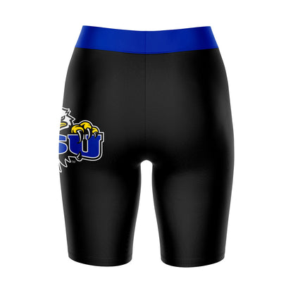 Morehead State Eagles Vive La Fete Game Day Logo on Thigh and Waistband Black and Blue Women Bike Short 9 Inseam"