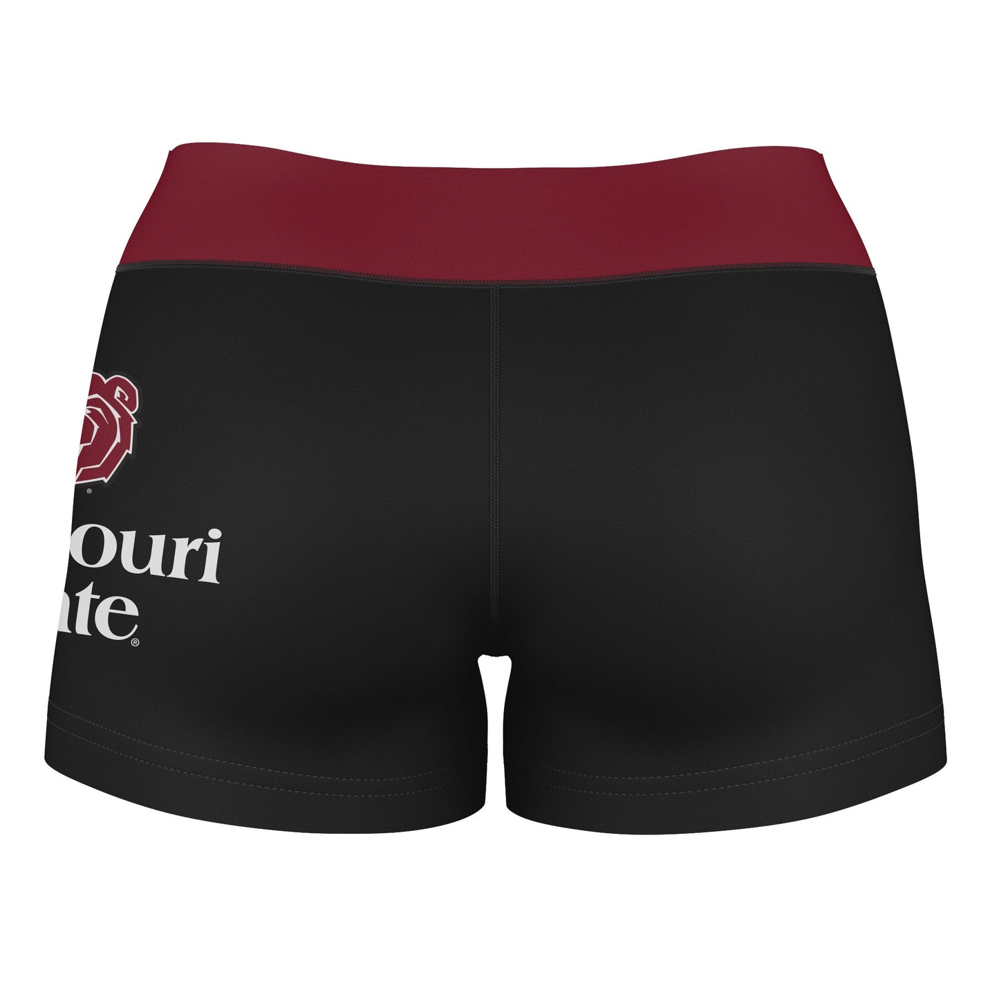 Missouri State Bears Vive La Fete Logo on Thigh & Waistband Black & Maroon Women Yoga Booty Workout Shorts 3.75 Inseam - Vive La F̻te - Online Apparel Store