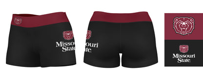 Missouri State Bears Vive La Fete Logo on Thigh & Waistband Black & Maroon Women Yoga Booty Workout Shorts 3.75 Inseam - Vive La F̻te - Online Apparel Store