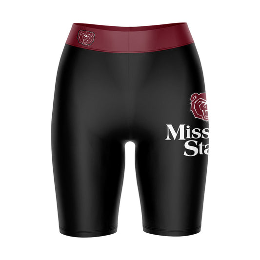 Missouri State Bears Vive La Fete Game Day Logo on Thigh and Waistband Black and Maroon Women Bike Short 9 Inseam"