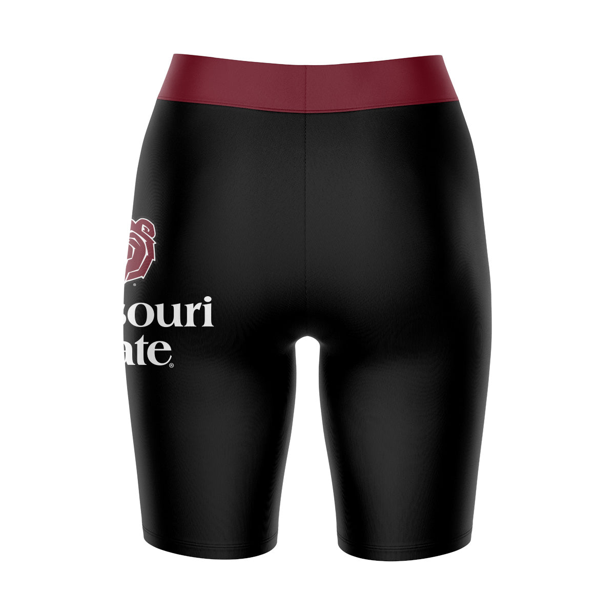 Missouri State Bears Vive La Fete Game Day Logo on Thigh and Waistband Black and Maroon Women Bike Short 9 Inseam"