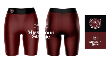 Missouri State Bears Vive La Fete Game Day Logo on Thigh and Waistband Maroon and Black Women Bike Short 9 Inseam