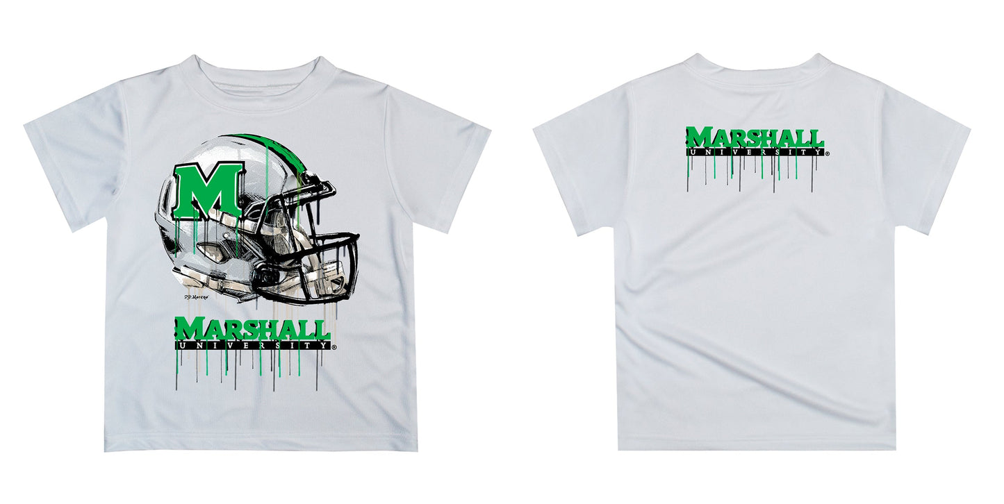 Marshall Thundering Herd MU Original Dripping Football Helmet White T-Shirt by Vive La Fete