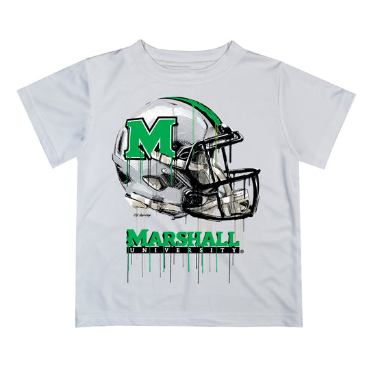 Marshall Thundering Herd MU Original Dripping Football Helmet White T-Shirt by Vive La Fete