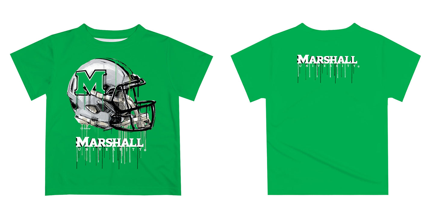 Marshall Thundering Herd MU Original Dripping Football Helmet Green T-Shirt by Vive La Fete