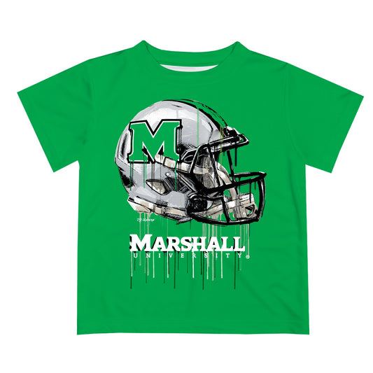 Marshall Thundering Herd MU Original Dripping Football Helmet Green T-Shirt by Vive La Fete