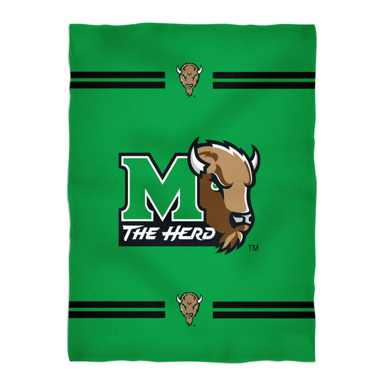 Marshall Thundering Herd MU Game Day Soft Premium Fleece Green Throw Blanket 40 x 58 Logo and Stripes