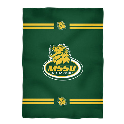 Missouri Southern Lions MSSU Game Day Soft Premium Fleece Green Throw Blanket 40 x 58 Logo and Stripes