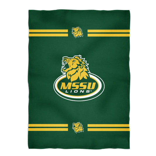 Missouri Southern Lions MSSU Game Day Soft Premium Fleece Green Throw Blanket 40 x 58 Logo and Stripes