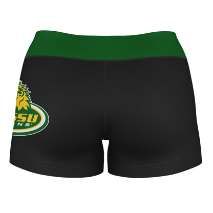 Missouri Southern Lions MSSU Logo on Thigh & Waistband Black & Green Women Yoga Booty Workout Shorts 3.75 Inseam" - Vive La F̻te - Online Apparel Store