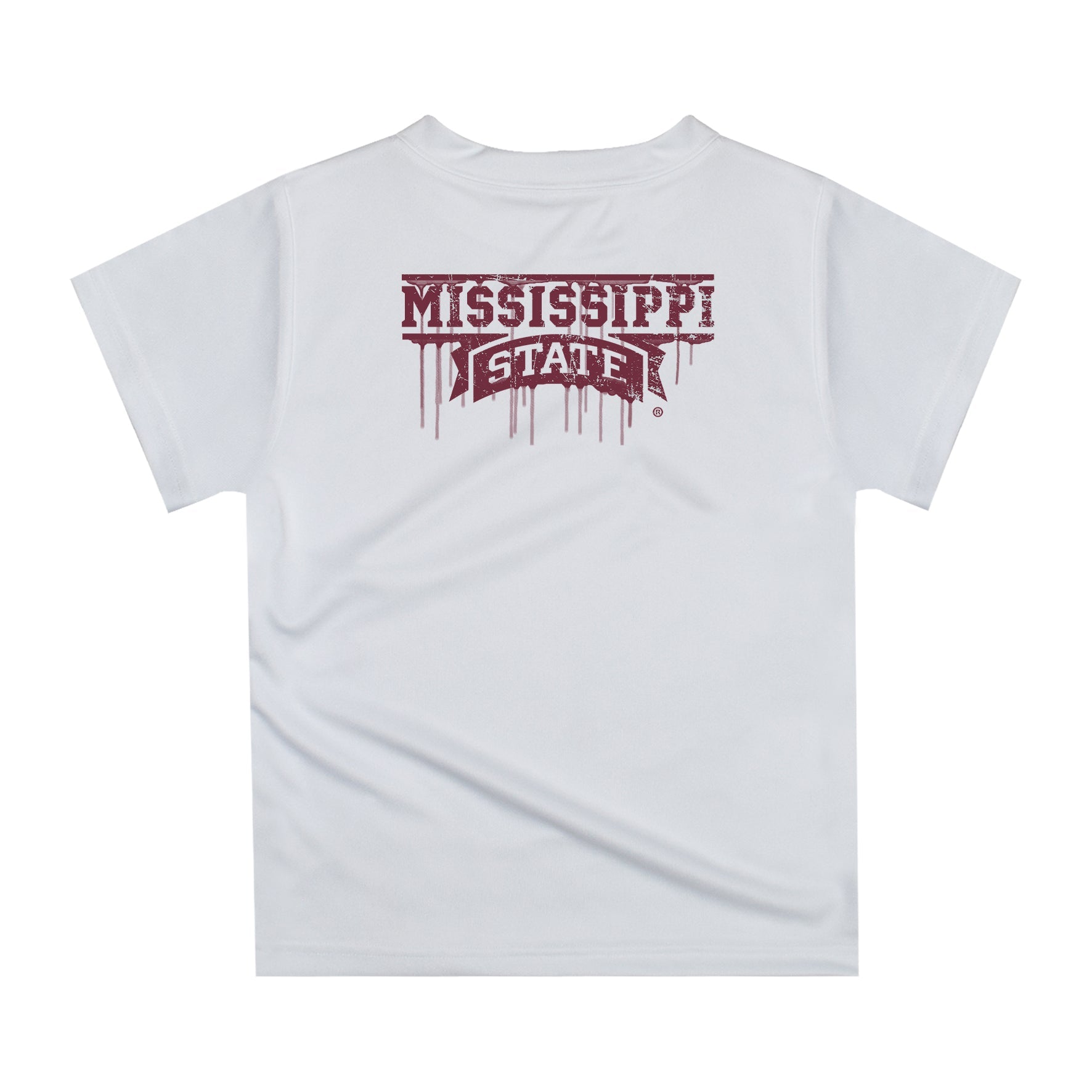 Mississippi State Bulldogs Original Dripping Football Helmet White T-Shirt by Vive La Fete