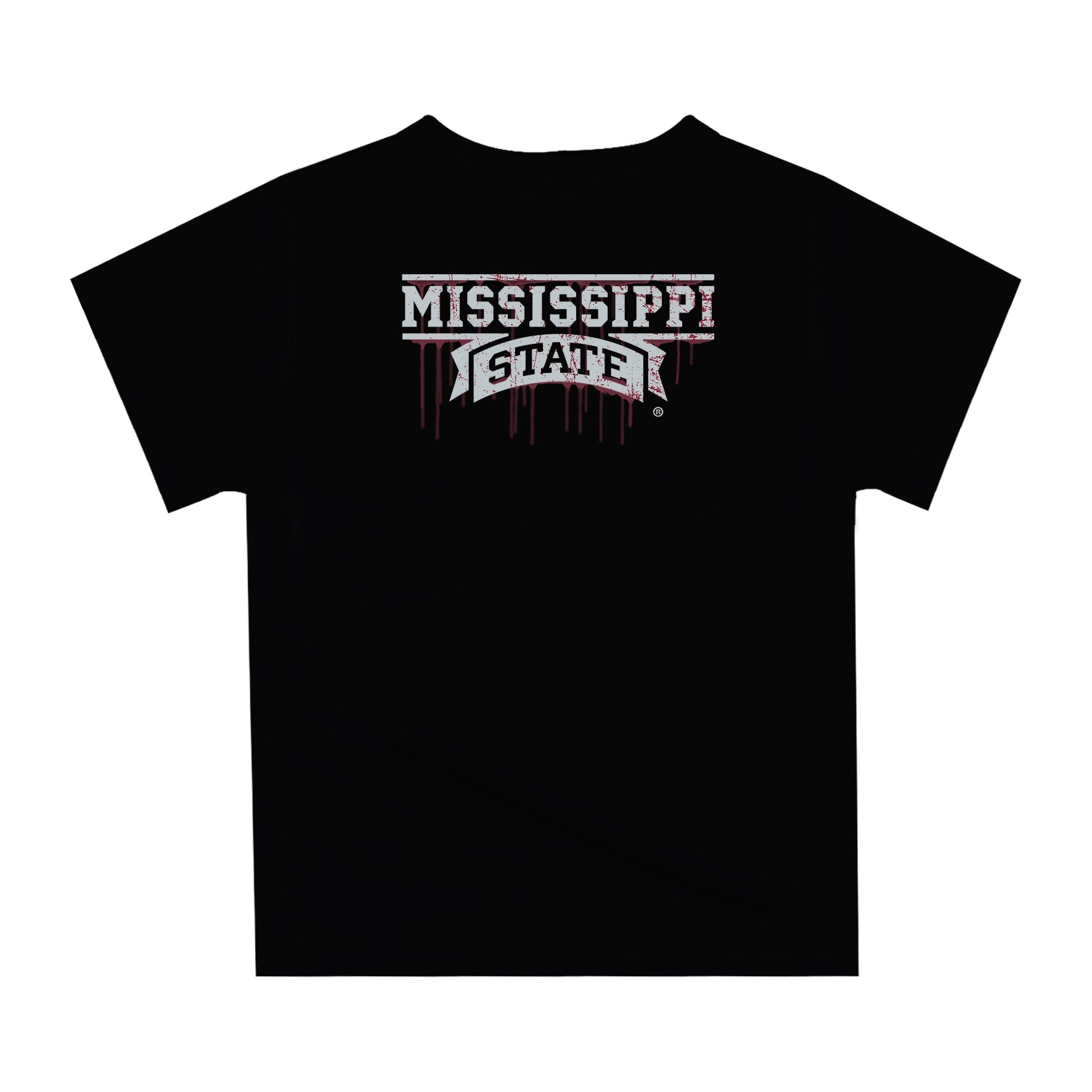 Mississippi State Bulldogs Original Dripping Football Helmet Black T-Shirt by Vive La Fete
