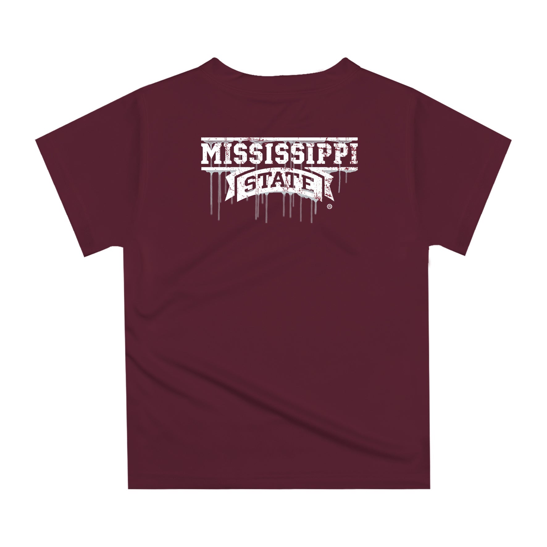 Mississippi State Bulldogs Original Dripping Football Helmet Maroon T-Shirt by Vive La Fete