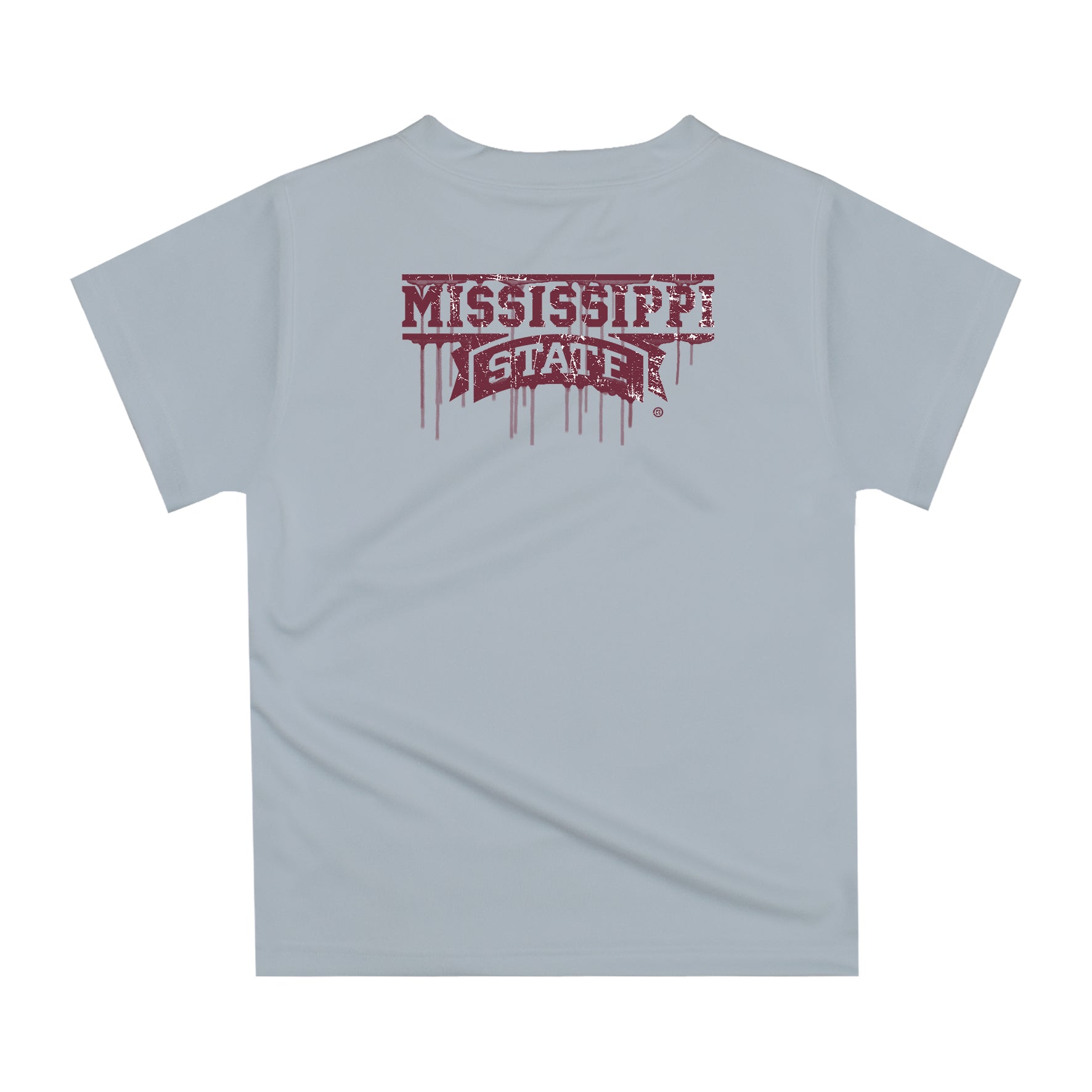 Mississippi State Bulldogs Original Dripping Football Helmet Gray T-Shirt by Vive La Fete