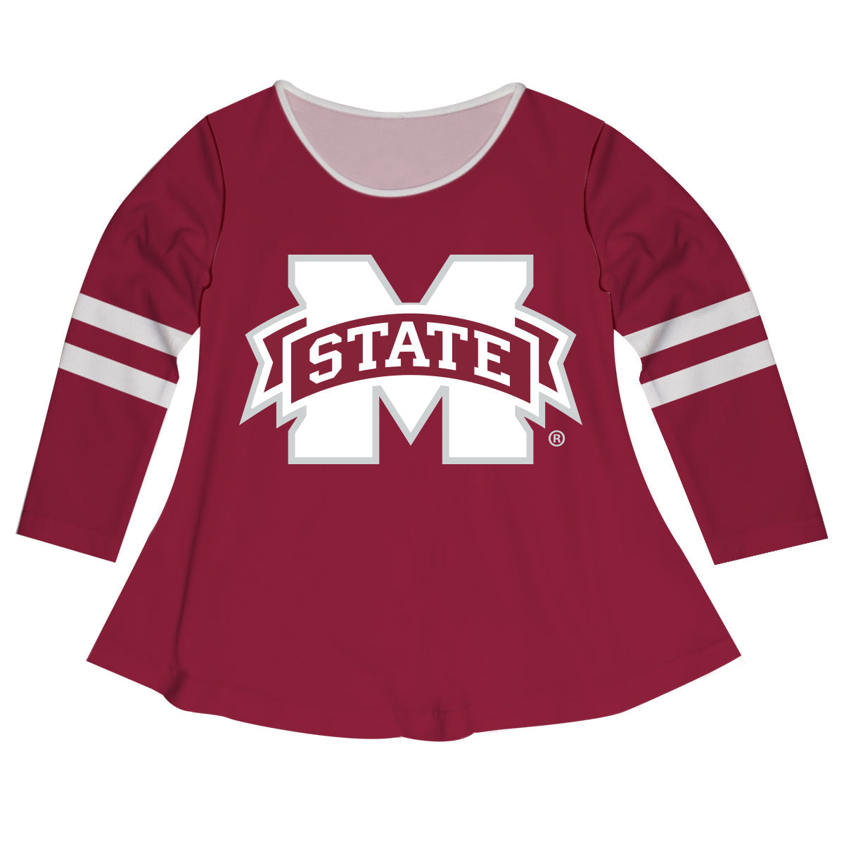 Mississippi State Big Logo Maroon Stripes Long Sleeve Girls Laurie Top by Vive La Fete