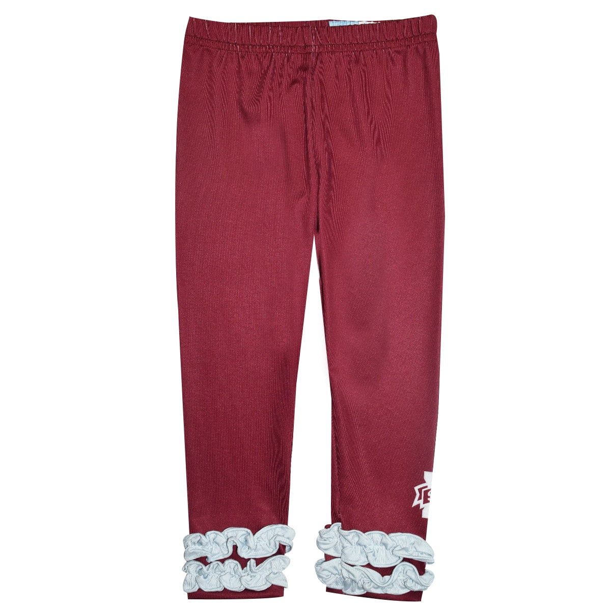 Mississippi State Solid Burgundy Ruffle Leggings