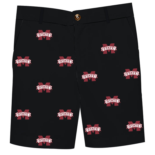 Mississippi State Bulldogs All Over Black Print Structured Short