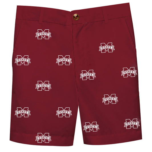 Mississippi State Bulldogs All Over Maroon Print Structured Short