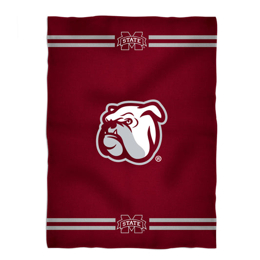 Mississippi State Bulldogs Game Day Soft Premium Fleece Maroon Throw Blanket 40 x 58 Logo and Stripes