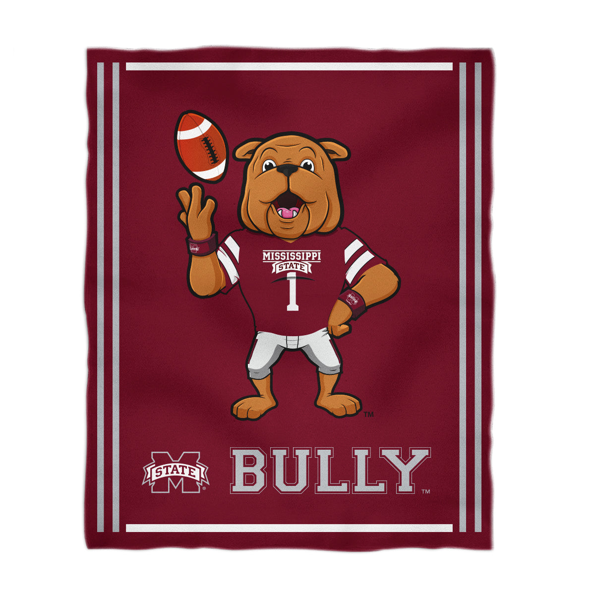 Mississippi State Bulldogs Kids Game Day Maroon Plush Soft Minky Blanket 36 x 48 Mascot