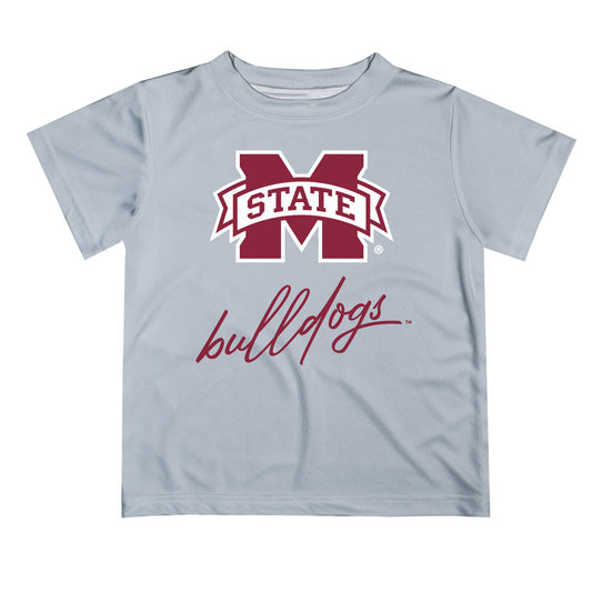 Mississippi State Bulldogs Vive La Fete Script V1 Gray Short Sleeve Tee Shirt