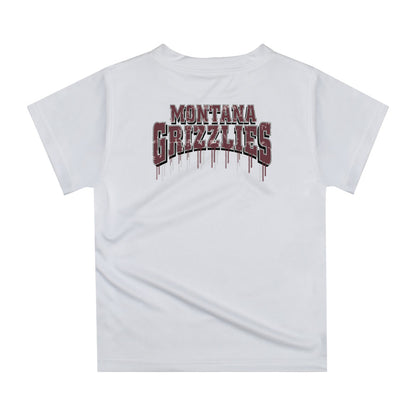 University of Montana Grizzlies Original Dripping Football White T-Shirt by Vive La Fete