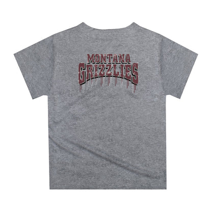 University of Montana Grizzlies Original Dripping Football Heather Gray T-Shirt by Vive La Fete