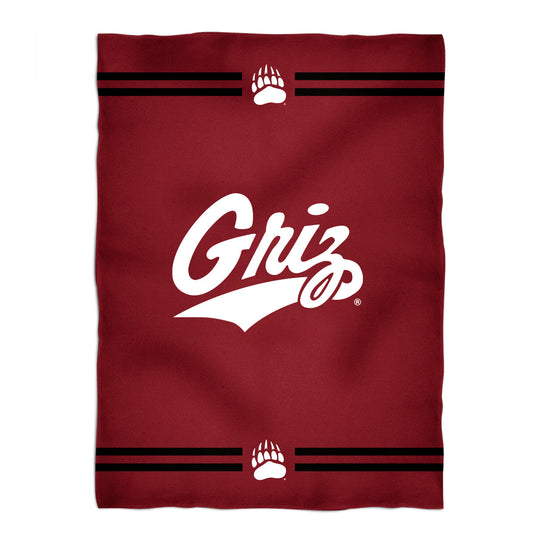 Montana Grizzlies UMT Game Day Soft Premium Fleece Maroon Throw Blanket 40 x 58 Logo and Stripes