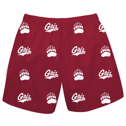 University of Montana Grizzlies Boys Game Day Elastic Waist Classic Play Maroon Pull On Shorts