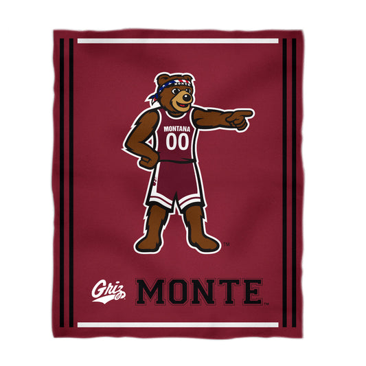 University of Montana Grizzlies Kids Game Day Maroon Plush Soft Minky Blanket 36 x 48 Mascot