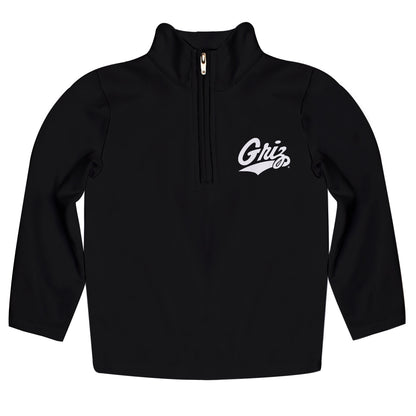 Montana Grizzlies UMT Game Day Solid Black Quarter Zip Pullover for Infants Toddlers by Vive La Fete