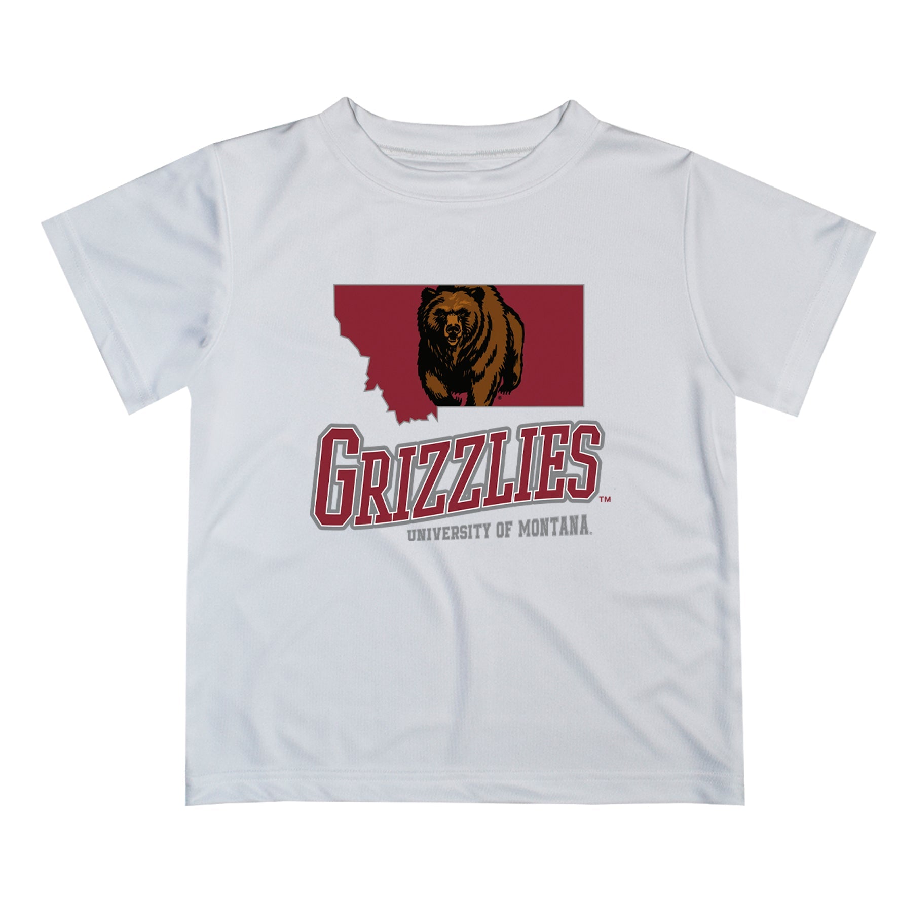 Montana Grizzlies UMT Vive La Fete State Map White Short Sleeve Tee Shirt