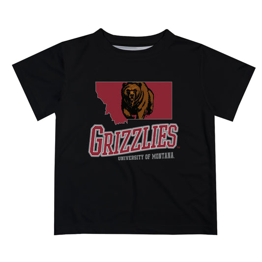 Mouseover Image, Montana Grizzlies UMT Vive La Fete State Map Maroon Short Sleeve Tee Shirt