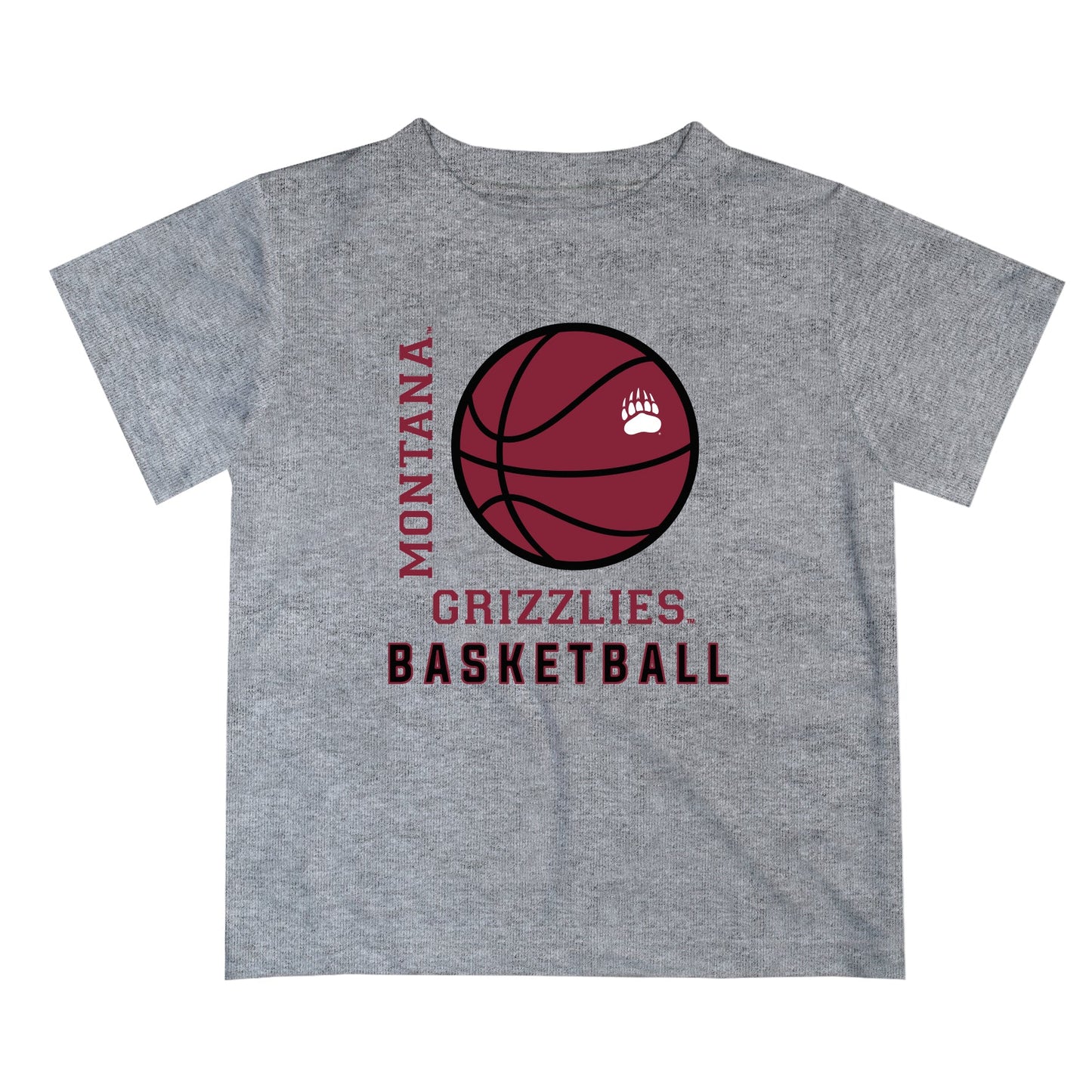 Montana Grizzlies UMT Vive La Fete Basketball V1 Heather Gray Short Sleeve Tee Shirt