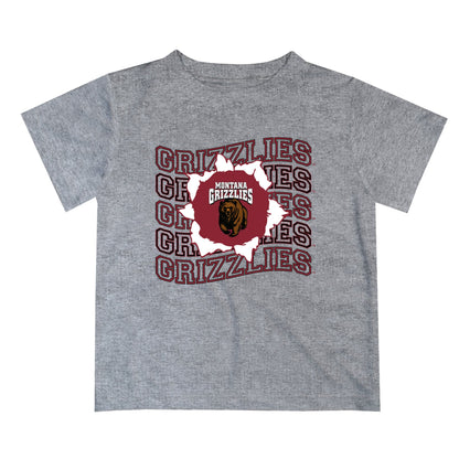Montana Grizzlies UMT Vive La Fete  Heather Gray Art V1 Short Sleeve Tee Shirt