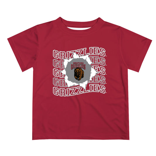 Montana Grizzlies UMT Vive La Fete  Maroon Art V1 Short Sleeve Tee Shirt