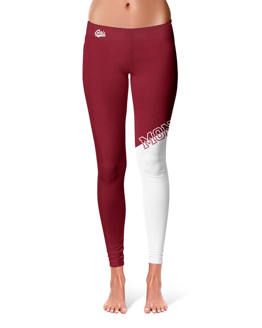 University of Montana Grizzlies Vive La Fete Game Day Collegiate Leg Color Block Women Maroon White Yoga Leggings